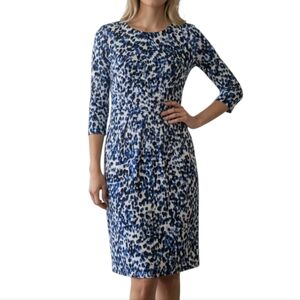 Eliza J Blue Multi Print Quarter Sleeve Dress